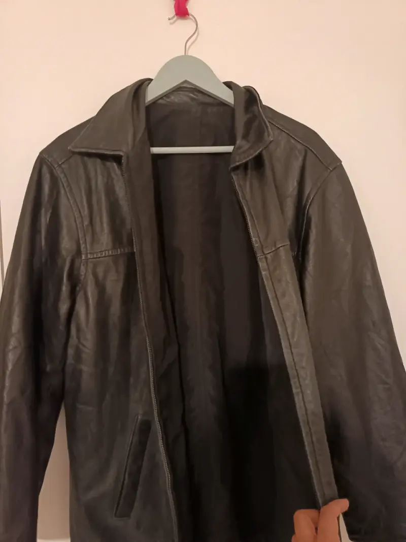 Chaqueta de Cuero Recta Minimalista - 4