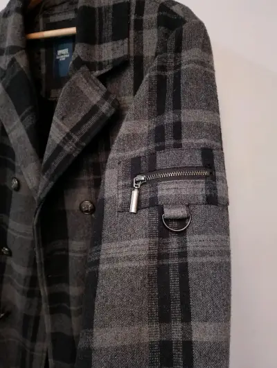Abrigo Hombre negro con gris Talla M - miniatura 2