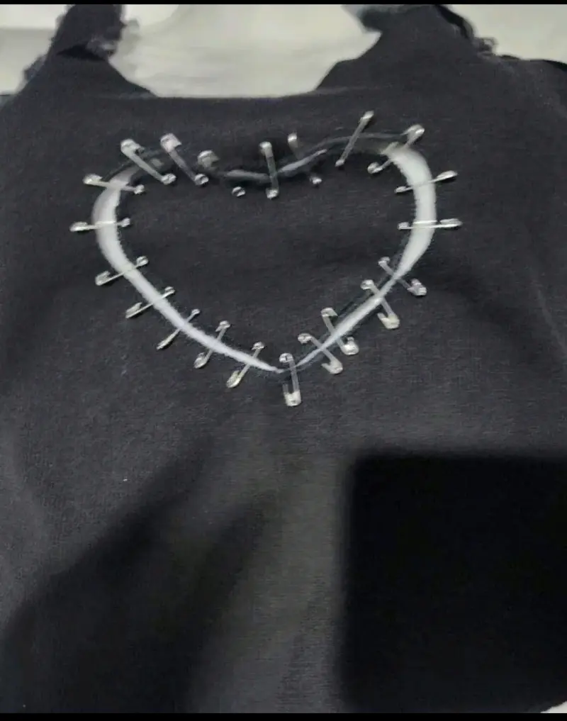 Crop nuevo importado negro corazón - 3