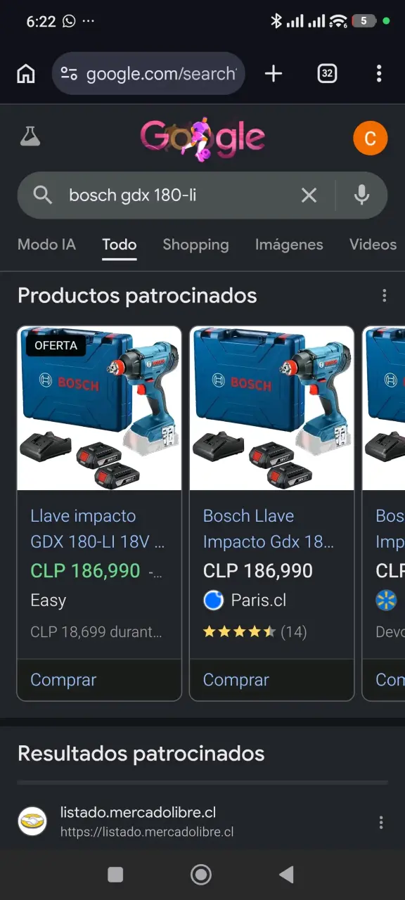 Llave de impacto Bosch GDX 180-LI - 1