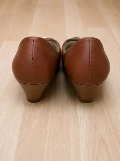 Zapatos peep toe café - miniatura 3