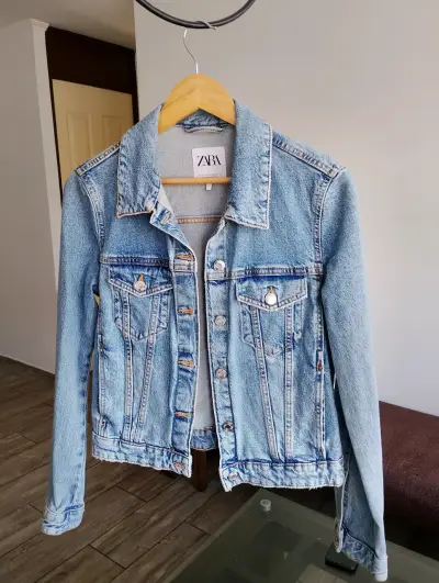 Chaqueta de mezclilla Zara azul - miniatura 1