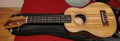 Ukulele de madera con funda, colgador, sejillo - miniatura 4