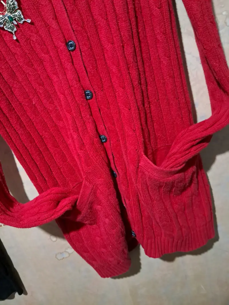 Cardigan rojo de punto - 1