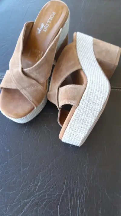 Sandalias plataforma Pollini beige - miniatura 4
