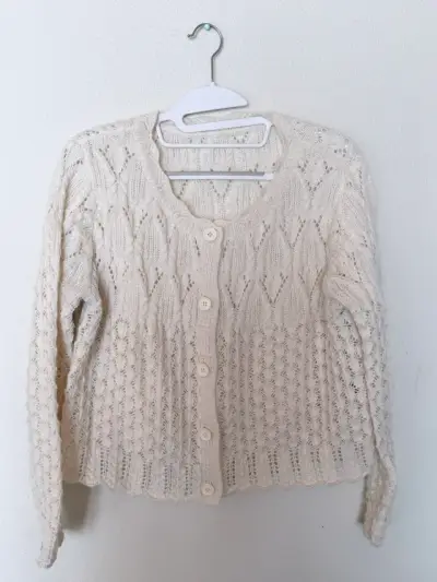 Cardigan blanco tejido - miniatura 1