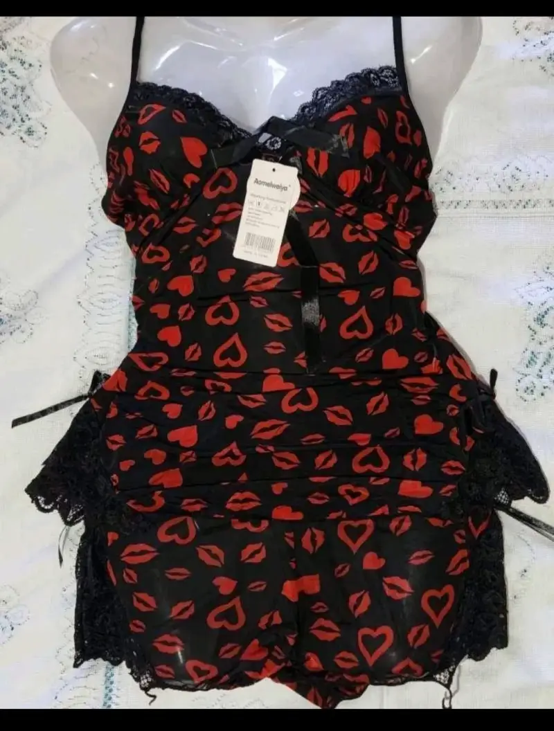 Conjunto nuevo pijama negro con estampado - 11
