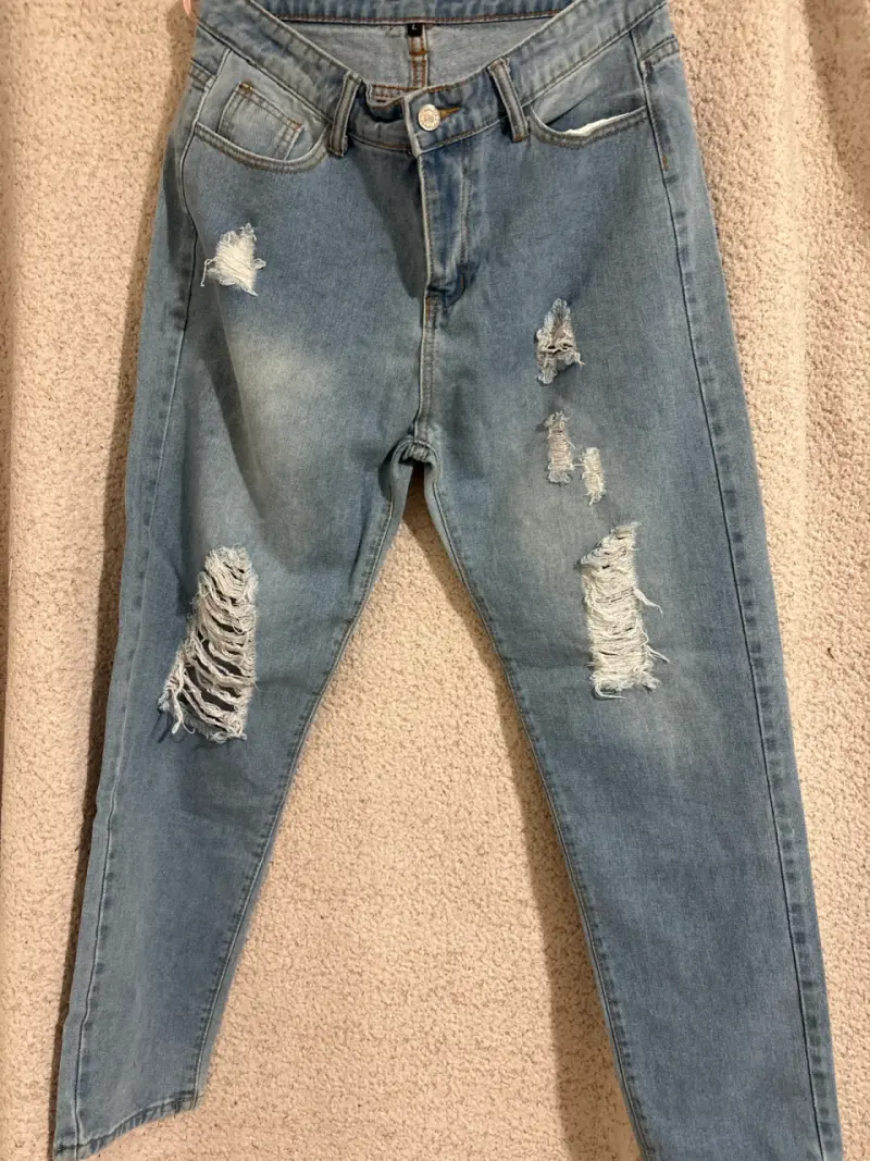 Jeans desgastados azul claro - 1