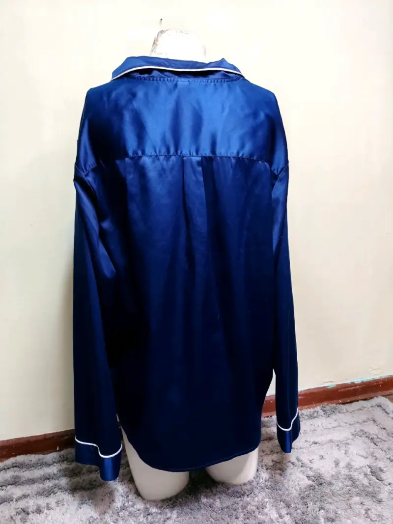 Pijama azul satinado - 5