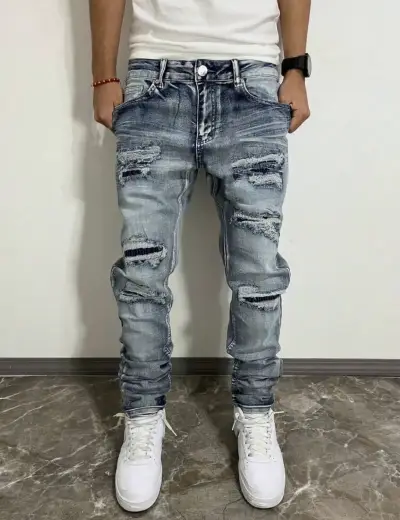 Jeans desgastados estilo drip 34 US - miniatura 3