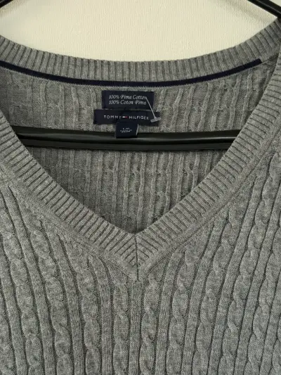 Suéter gris tommy hilfiger L - miniatura 3