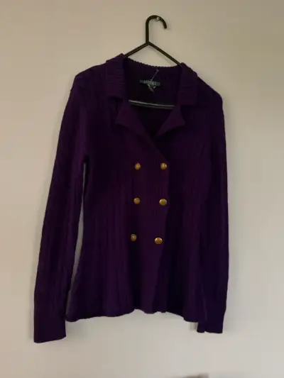 Cárdigan morado lauren ralph lauren M - miniatura 3