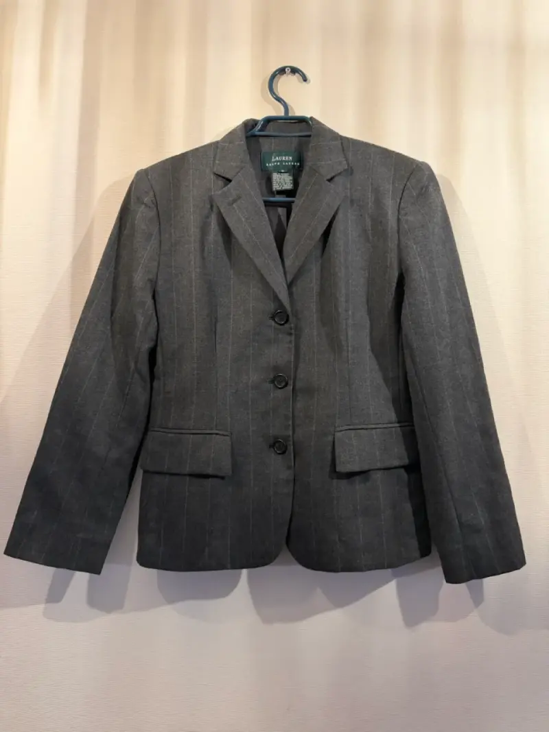 Blazer gris de lana a rayas lauren ralph lauren - 1