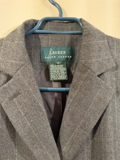 Blazer gris de lana a rayas lauren ralph lauren - miniatura 2