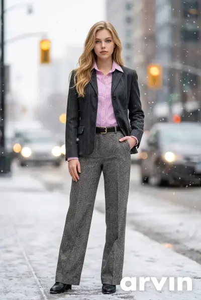 Blazer gris de lana a rayas lauren ralph lauren - miniatura 6