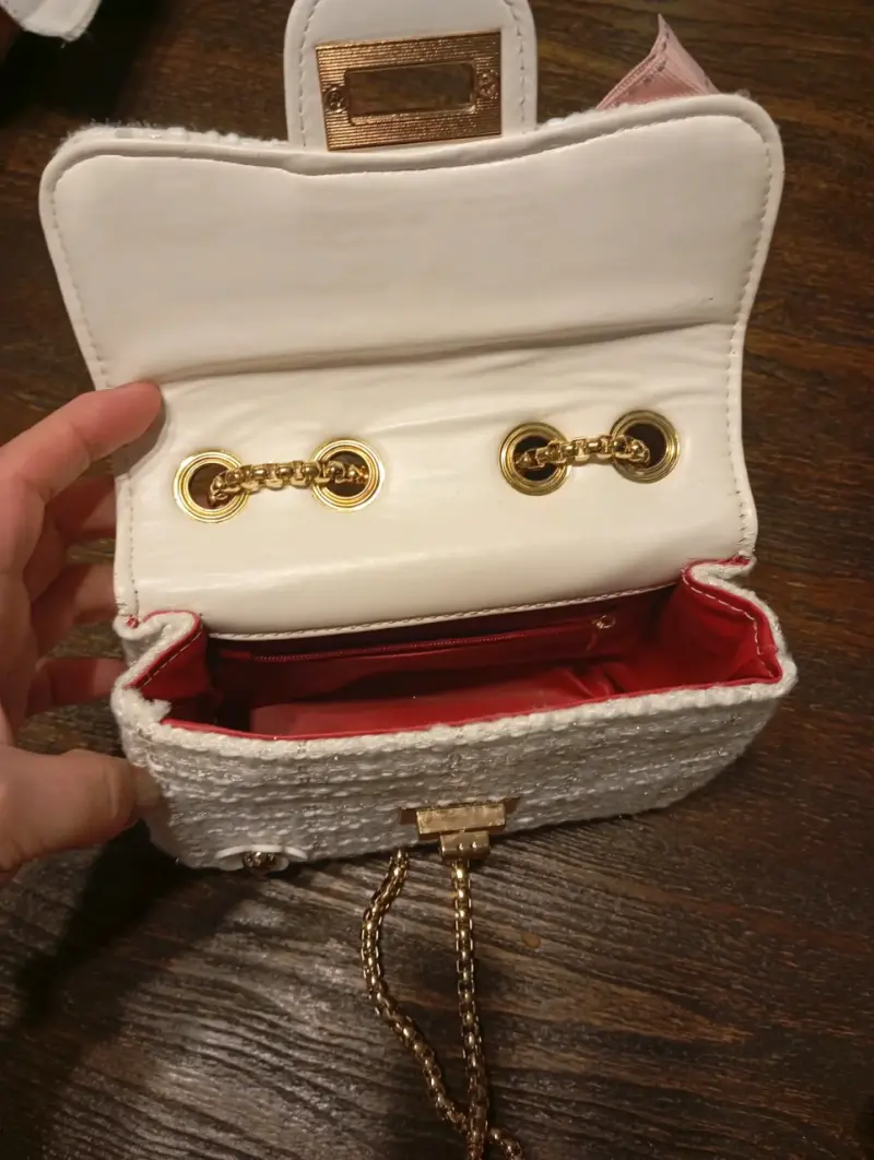 Cartera de hilo con lazo rosa - 4