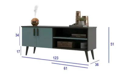 Mueble TV moderno negro y azul - miniatura 1