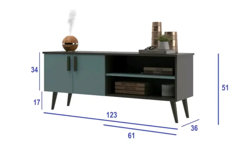 Mueble TV moderno negro y azul - 2