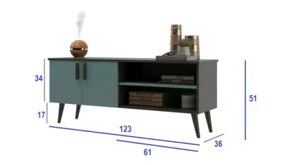 Mueble TV moderno negro y azul - miniatura 2