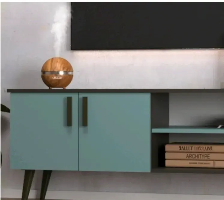 Mueble TV moderno negro y azul - 3