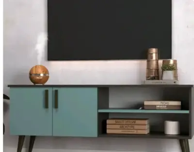 Mueble TV moderno negro y azul - miniatura 4