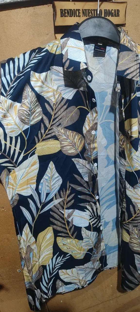 Camisa hawaiana estampado hojas - 2