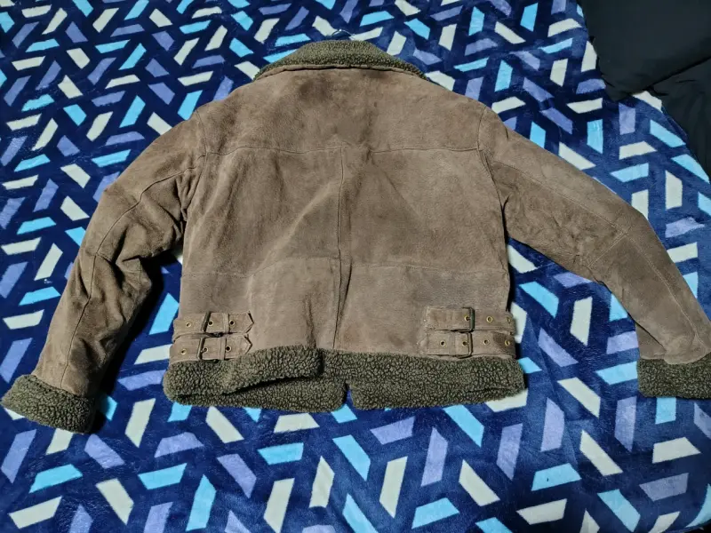 Chaqueta de cuero marrón con forro - 2