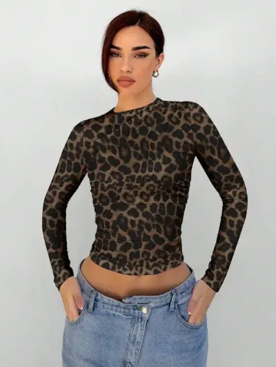 Camiseta manga larga animal print - miniatura 1