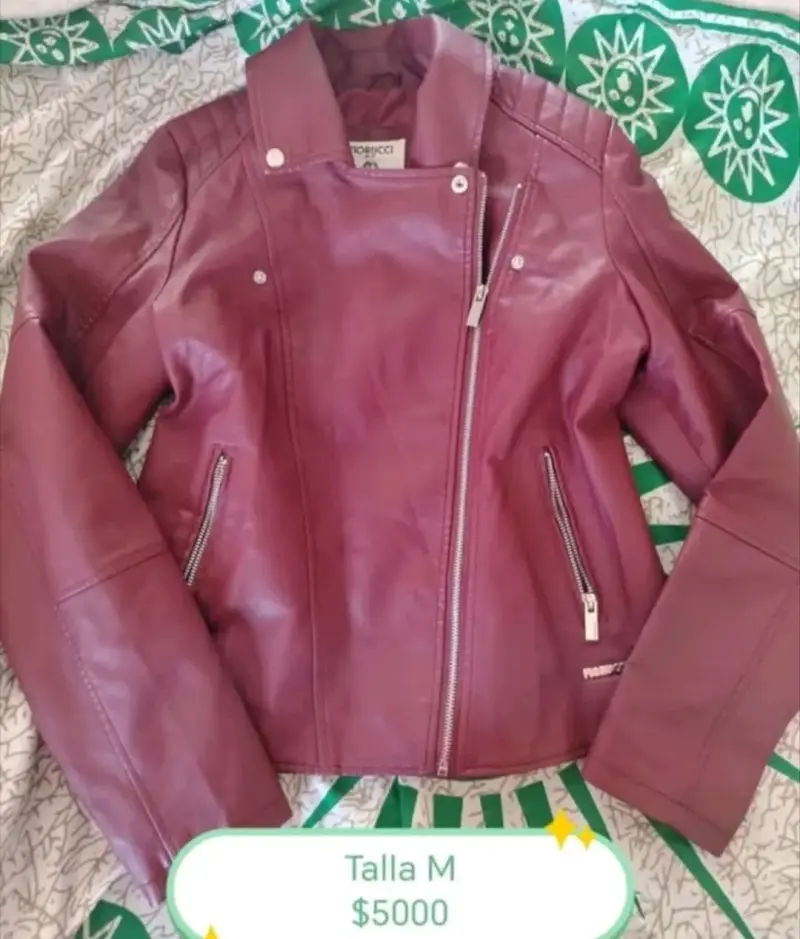 Chaqueta de cuero burdeo talla M
