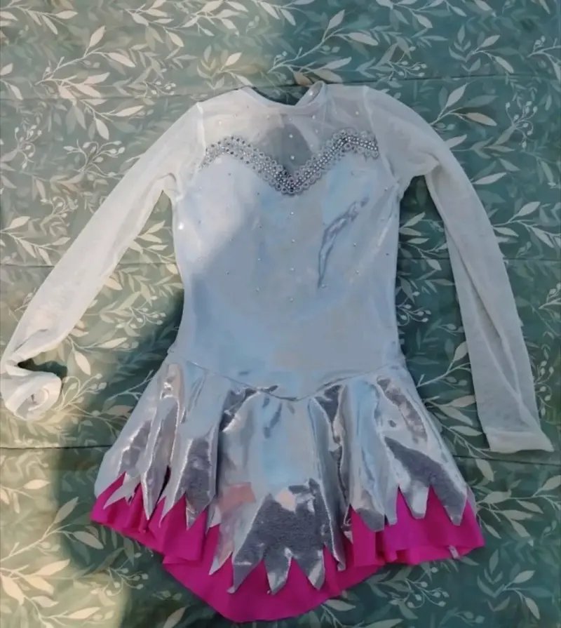 Vestido patinaje artístico plateado - 1