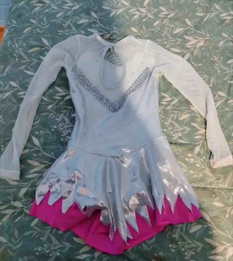 Vestido patinaje artístico plateado - 2