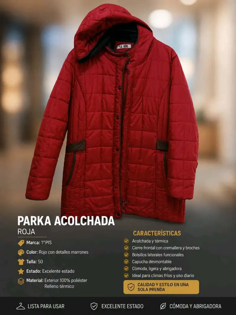 Parka acolchada roja