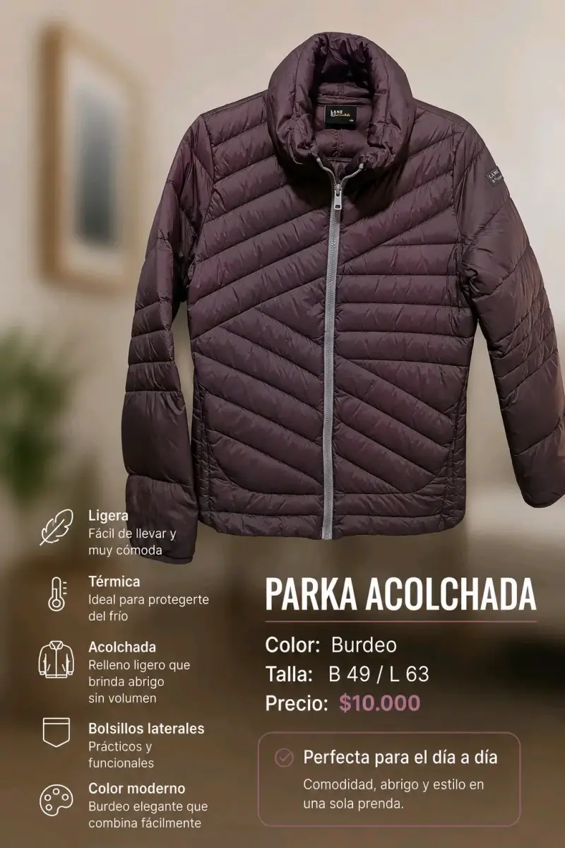 Parka acolchada burdeo
