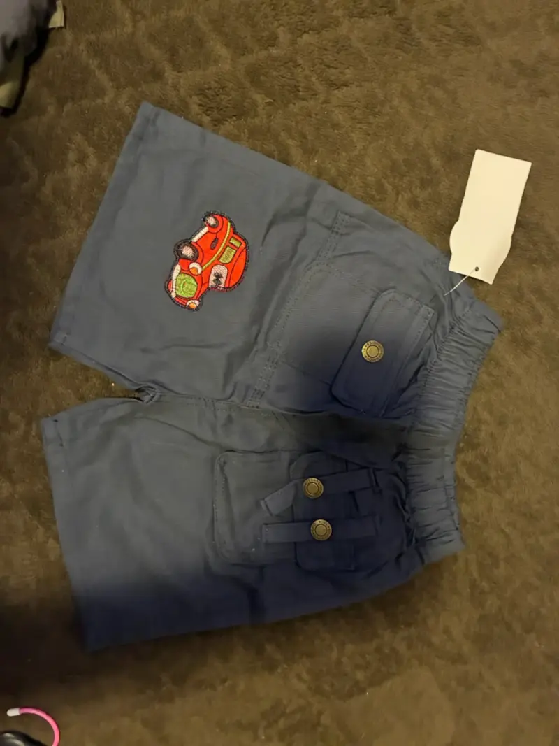 Short de niño azul con coche - 1