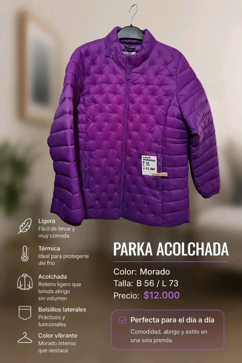 Parka morada acolchada