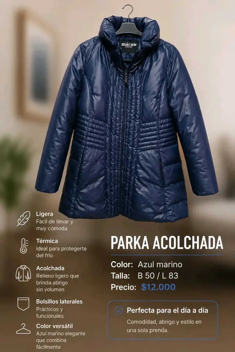 Parka acolchada azul marino
