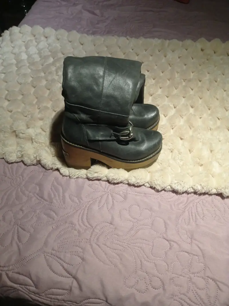 Botines de cuero gris - 1