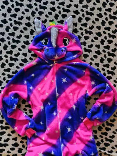 Disfraz pijama de unicornio rosado y azul - miniatura 1