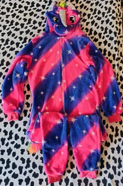 Disfraz pijama de unicornio rosado y azul - miniatura 2