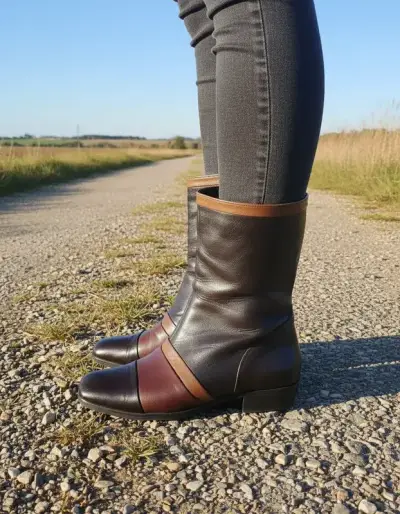 Botas de cuero argentino bicolor. Talla 40 - miniatura 1