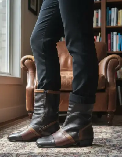 Botas de cuero argentino bicolor. Talla 40 - miniatura 2