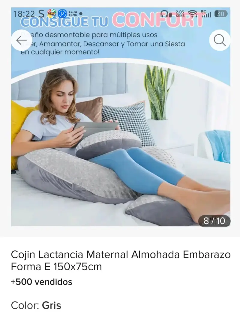 Cojín de lactancia maternal gris - 1