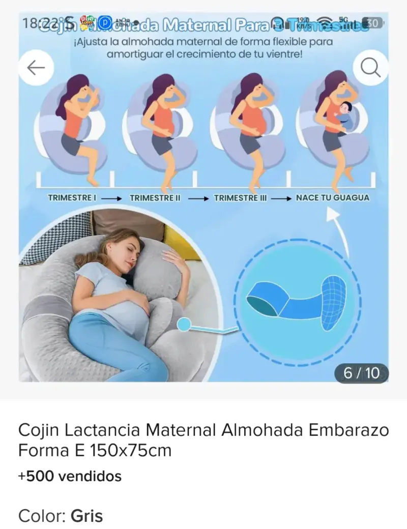 Cojín de lactancia maternal gris - 2