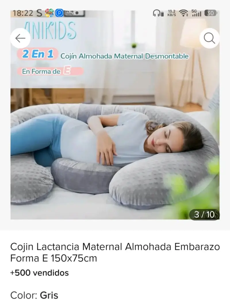 Cojín de lactancia maternal gris - 3