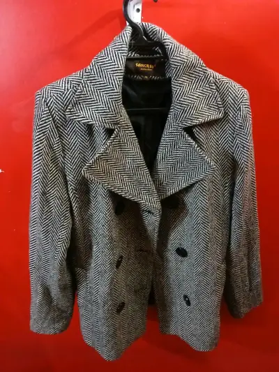 Abrigo de lana vintage gris - miniatura 1