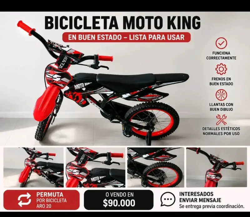 Bicicleta Moto King Infantil