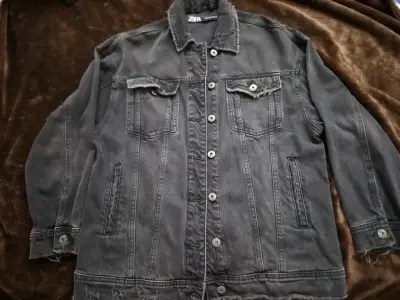 Chaqueta de mezclilla negra oversize - miniatura 1