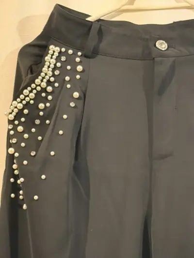 Pantalones negros con perlas M - miniatura 4