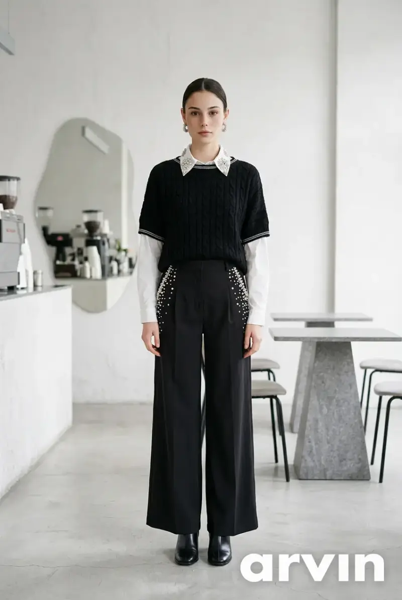 Pantalones negros con perlas M - 6
