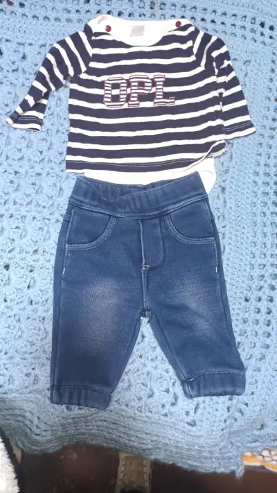 Conjunto bebé rayas azul - miniatura 1